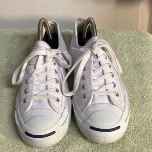 White Leather Converse Jack Purcell Shoes Size 7.5